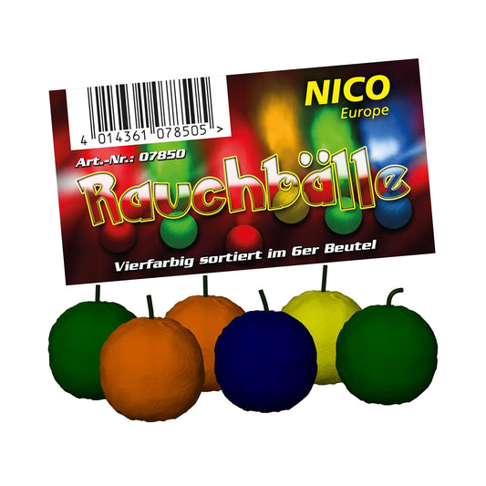 Rauchbälle bunt, 6 Stück pro Packung
